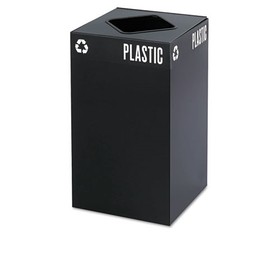 Safco SAF2981BL Public Square Recycling Receptacles, Plastic Recycling, 25 gal, Steel, Black