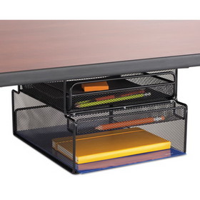 Safco SAF3244BL Onyx Hanging Organizer with Drawer, Under Desk Mount, 3 Compartments, Steel Mesh, 12.33 x 10 x 7.25, Black