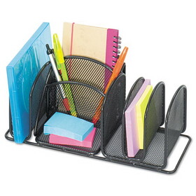 SAFCO PRODUCTS SAF3251BL Deluxe Organizer, 6 Compartments, Steel, 12.5 x 5.25 x 5.25, Black