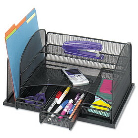 SAFCO PRODUCTS SAF3252BL Onyx Organizer with 3 Drawers, 6 Compartments, Steel, 16 x 11.5 x 8.25, Black