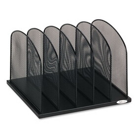 SAFCO PRODUCTS SAF3256BL Mesh Desk Organizer, Five Sections, Steel, 12 1/2 X 11 1/4 X 8 1/4, Black