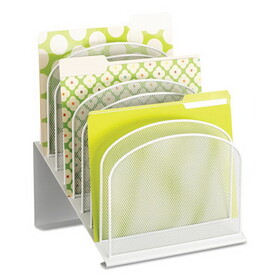 Safco 3258WH Onyx Mesh Desk Organizer with Tiered Sections, 8 Sections, Letter to Legal Size Files, 11.75" x 10.75" x 14", White