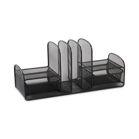 SAFCO PRODUCTS SAF3263BL Onyx Mesh Desk Organizer, Three Sections/Two Baskets, Steel Mesh, 17 x 6.75 x 7.75, Black