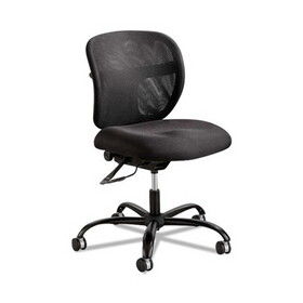 Safco SAF3397BV Vue Intensive-Use Mesh Task Chair, Supports Up to 500 lb, 18.5" to 21" Seat Height, Black Vinyl Seat/Back, Black Base
