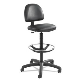 Safco SAF3406BL Precision Extended-Height Swivel Stool, Adjustable Footring, Supports 250 lb, 23" to 33" Seat Height, Black Vinyl, Black Base