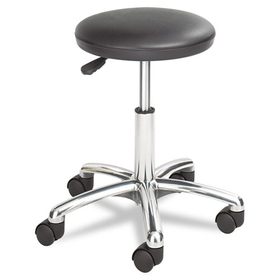 Safco SAF3434BL Height-Adjustable Lab Stool, Backless, Supports Up to 250 lb, 16" to 21" Seat Height, Black Seat, Chrome Base
