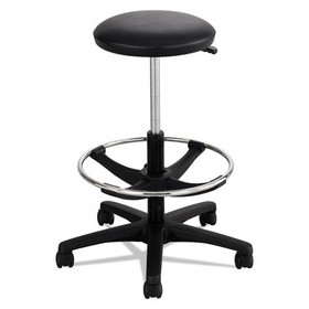 Safco SAF3436BL Extended-Height Lab Stool, Backless, Supports Up to 250 lb, 22" to 32" Seat Height, Black
