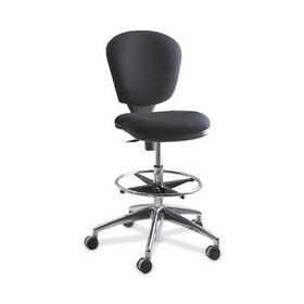 Safco SAF3442BL Metro Collection Extended-Height Chair, Supports Up to 250 lb, 23" to 33" Seat Height, Black Seat/Back, Chrome Base