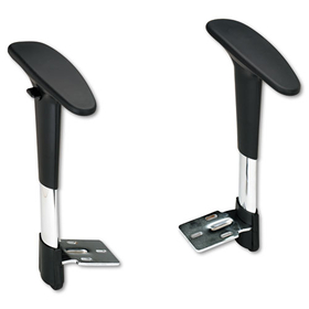 SAFCO PRODUCTS SAF3495BL Optional Height-Adjustable T-Pad Arms for Safco Metro Extended-Height Chairs, Black/Chrome, 2/Set