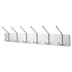 SAFCO PRODUCTS SAF4162 Metal Wall Rack, Six Ball-Tipped Double-Hooks, Metal, 36w x 3.75d x 7h, Satin
