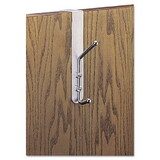 SAFCO PRODUCTS SAF4166 Over-The-Door Double Coat Hook, Chrome-Plated Steel, Satin Aluminum Base