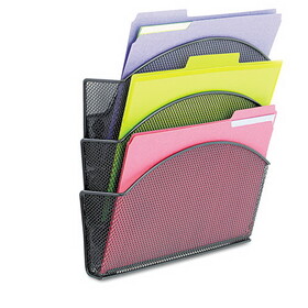 SAFCO PRODUCTS SAF4175BL Onyx Magnetic Mesh Panel Accessories, 3 File Pocket, 13 X 4 1/3 X 13 1/2. Black