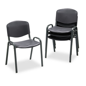 Safco SAF4185BL Stacking Chair, Supports Up to 250 lb, 18" Seat Height, Black Seat, Black Back, Black Base, 4/Carton