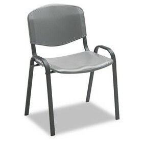 Safco SAF4185CH Stacking Chair, Supports Up to 250 lb, 18" Seat Height, Charcoal Seat, Charcoal Back, Black Base, 4/Carton