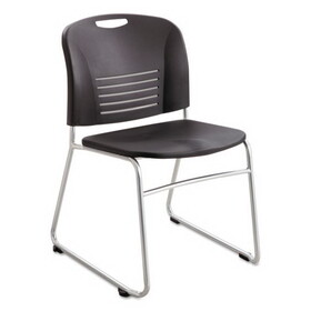 Safco SAF4292BL Vy Series Stack Chairs, Supports Up to 350 lb, 18.75" Seat Height, Black Seat, Black Back, Silver Base, 2/Carton
