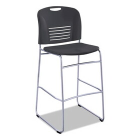 Safco SAF4295BL Vy Sled Base Bistro Chair, Supports Up to 350 lb, 30.5" Seat Height, Black Seat, Black Back, Silver Base