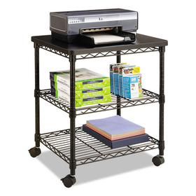 Safco SAF5207BL Desk Side Wire Machine Stand, Metal, 3 Shelves, 200 lb Capacity, 24" x 20" x 27", Black