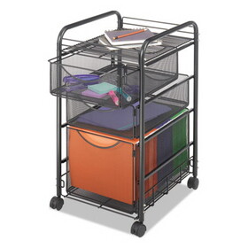Safco SAF5213BL Onyx Mesh Mobile File With Two Supply Drawers, 15-1/4w X 17d X 27h, Black
