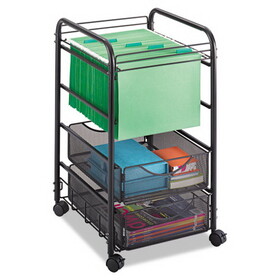 Safco SAF5215BL Onyx Mesh Open Mobile File with Drawers, Metal, 2 Drawers, 1 Bin, 15.75" x 17" x 27", Black