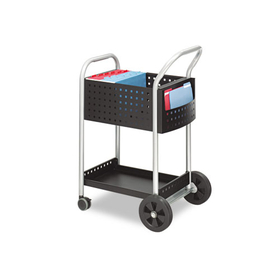 Safco SAF5238BL Scoot Mail Cart, One-Shelf, 22w X 27d X 40-1/2h, Black/silver