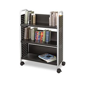 Safco SAF5336BL Scoot Book Cart, Three-Shelf, 33w X 14-1/4d X 44-1/4h, Black