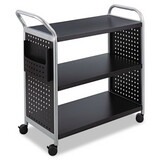 Safco SAF5339BL Scoot Three Shelf Utility Cart, Metal, 3 Shelves, 1 Bin, 300 lb Capacity, 31