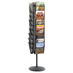 SAFCO PRODUCTS SAF5577BL Onyx Mesh Rotating Magazine Display, 30 Compartments, 16.5w x 16.5d x 66h, Black