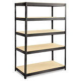 Safco SAF6244BL Boltless Steel/Particleboard Shelving, Five-Shelf, 48w x 24d x 72h, Black