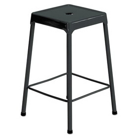Safco 6605BL Counter-Height Steel Stool, 25" Seat Height, Supports up to 250 lbs., Black Seat/Black Back, Black Base