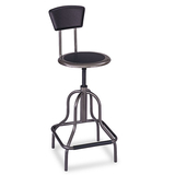 SAFCO PRODUCTS SAF6664 Diesel Series Industrial Stool W/back, High Base, Pewter Leather Seat/back Pad