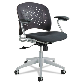Safco SAF6803BL Reve Round Back Task Chair, Supports Up to 250 lb, 18" to 22.5" Seat Height, Black Seat/Back, Silver Base