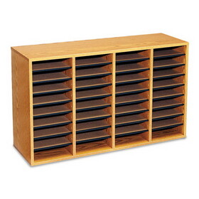 Safco SAF9424MO Wood/Laminate Literature Sorter, 36 Compartments, 39.25 x 11.75 x 24, Medium Oak