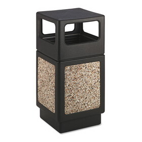 SAFCO PRODUCTS SAF9472NC Canmeleon Side-Open Receptacle, Square, Aggregate/polyethylene, 38gal, Black