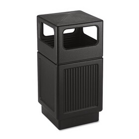 SAFCO PRODUCTS SAF9476BL Canmeleon Side-Open Receptacle, Square, Polyethylene, 38gal, Textured Black