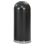 SAFCO PRODUCTS SAF9639BL Open-Top Dome Receptacle, Round, Steel, 15gal, Black
