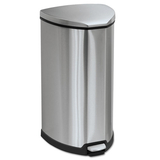 Safco SAF9687SS Step-On Waste Receptacle, Triangular, Stainless Steel, 10gal, Chrome/black