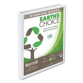 Samsill SAM18917 Earth's Choice Plant-Based Round Ring View Binder, 3 Rings, 0.5" Capacity, 11 x 8.5, White