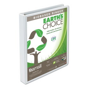 Samsill SAM18937 Earth's Choice Biobased + Biodegradable Round Ring View Binder, 1" Cap, White