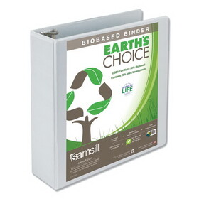 SAMSILL CORPORATION SAM18987 Earth's Choice Plant-Based Round Ring View Binder, 3 Rings, 3" Capacity, 11 x 8.5, White