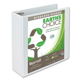 SAMSILL CORPORATION SAM18997 Earth's Choice Plant-Based Round Ring View Binder, 3 Rings, 4" Capacity, 11 x 8.5, White