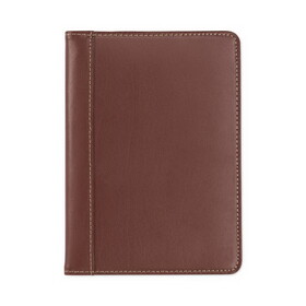 Samsill SAM71736 Contrast Stitch Leather Padfolio, 6.25w x 8.75h, Open Style, Brown