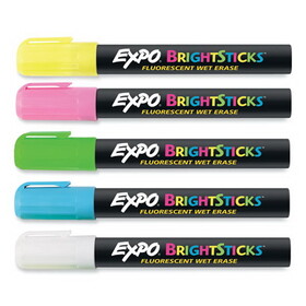 Expo SAN14075 Bright Sticks Wet-Erase Fluorescent Marker Set, Bullet Tip, Assorted