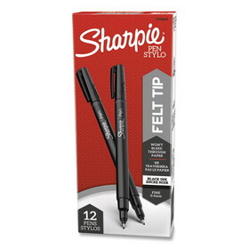Sharpie SAN1742663 Plastic Point Stick Permanent Water Resistant Pen, Black Ink, Fine, Dozen