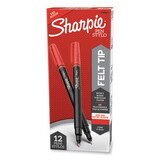 Sharpie SAN1742665 Water-Resistant Ink Porous Point Pen, Stick, Fine 0.4 mm, Red Ink, Black/Red Barrel, Dozen