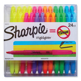 Sharpie SAN1761791 Pocket Style Highlighters, Assorted Ink Colors, Chisel Tip, Assorted Barrel Colors, 24/Pack
