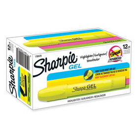 Sharpie SAN1780478 Gel Highlighter, Bullet Tip, Fluorescent Yellow, Dozen