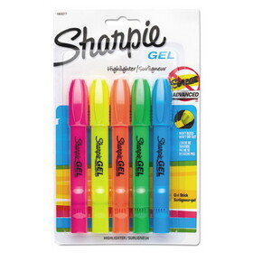 Sharpie SAN1803277 Gel Highlighters, Assorted Ink Colors, Bullet Tip, Assorted Barrel Colors, 5/Set