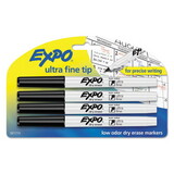 Expo SAN1871774 Low-Odor Dry-Erase Marker, Ultra Fine Point, Black, 4/pack