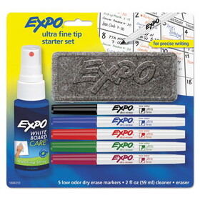 EXPO 1884310 Low-Odor Dry Erase Marker Starter Set, Extra-Fine Needle Tip, Assorted Colors, 5/Set