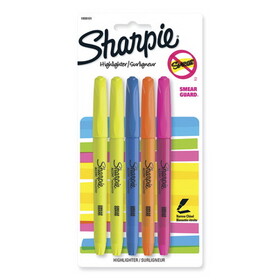 Sharpie SAN1908101 Pocket Style Highlighters, Assorted Ink Colors, Chisel Tip, Assorted Barrel Colors, 5/Set